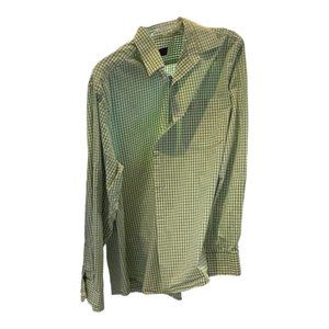 Men’s Egara Lime Green Gingham Check Button Up Dress Shirt - Size L